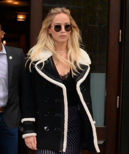 Jennifer Lawrence Black Suede Leather Jacket