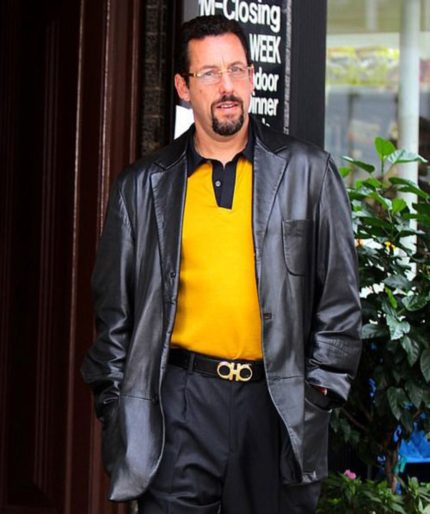 Adam Sandler Uncut Gems Black Leather Coat – Real leather blazer-style coat with a lapel collar, buttoned closure, and soft viscose lining for a stylish and comfortable fit.