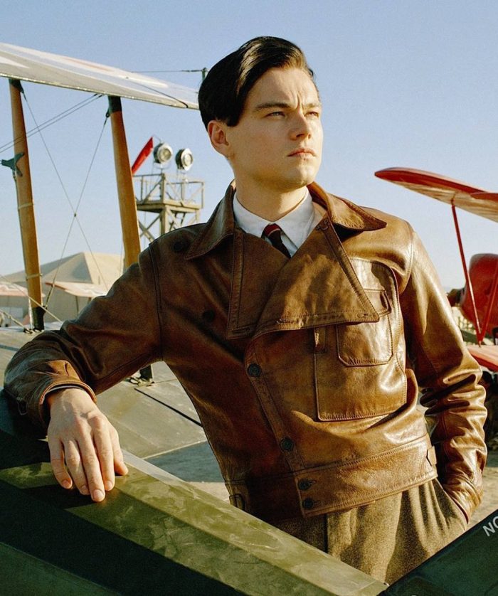 Leonardo DiCaprio Brown Aviator Leather Jacket