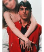 Risky Business Tom Cruise Red Varsity Jacket with wool body and leather sleeves